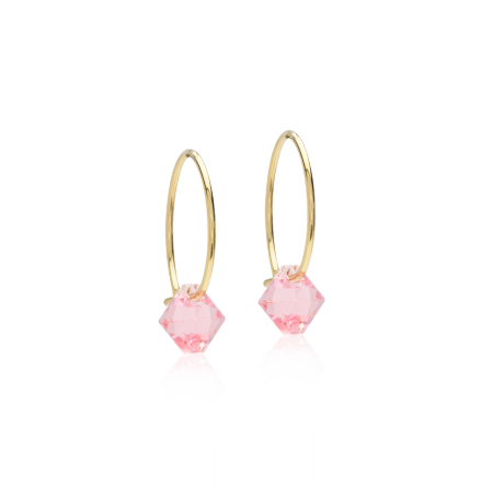 GT Ear Ring 14 mm, Bicone 6 mm, Light Rose