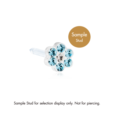 MP Stud Daisy 5 mm, Aquamarine/Crystal