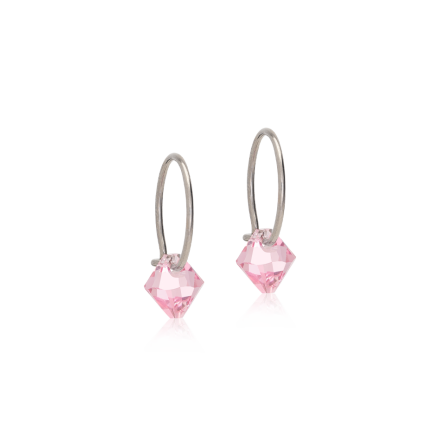 NT Ear Ring 12 mm, Bicone 6 mm, Light rose