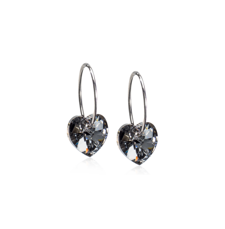NT Ear Ring 14 mm, Heart 10 mm, Black diamond